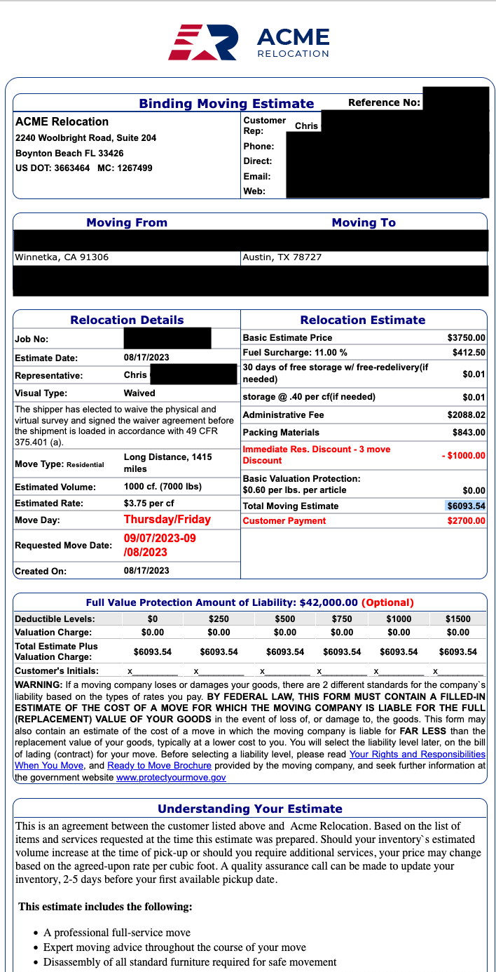 ACME Relocation - CA-TX