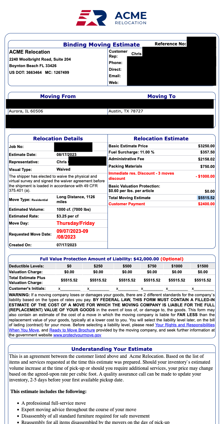 ACME Relocation - IL-TX