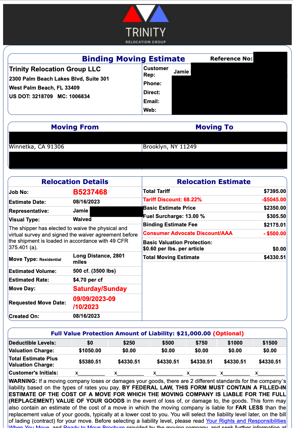 Trinity Relocation Group - CA-NY