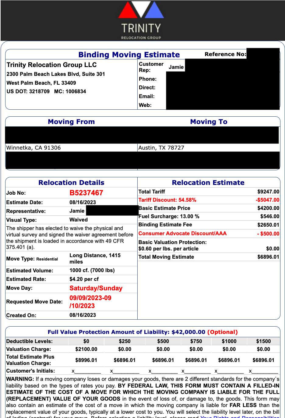 Trinity Relocation Group - CA-TX